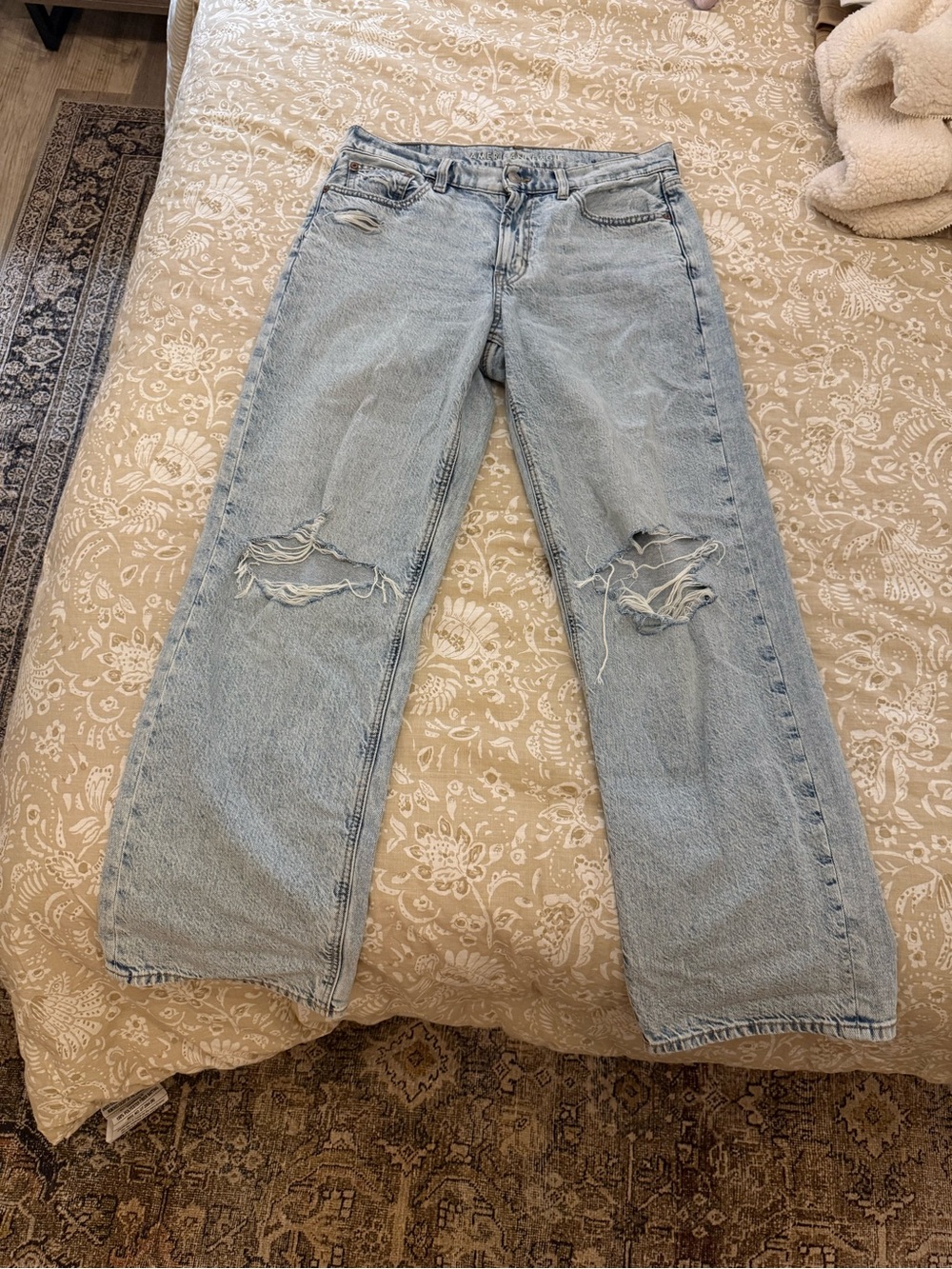 American Eagle Outfitters Light Blue Distressed Flare Jeans